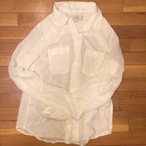 Ann Taylor LOFT White Sheer Button Shirt Size XS